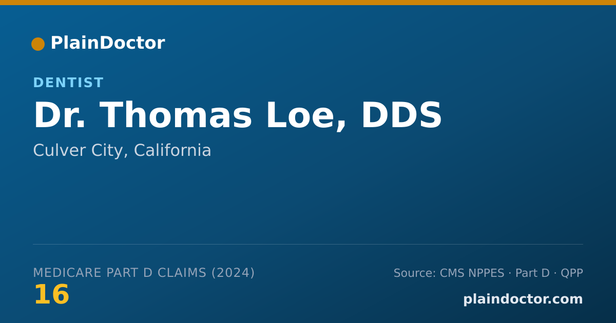 Shareable card for Thomas Loe, DDS - Dentist, Culver City, CA