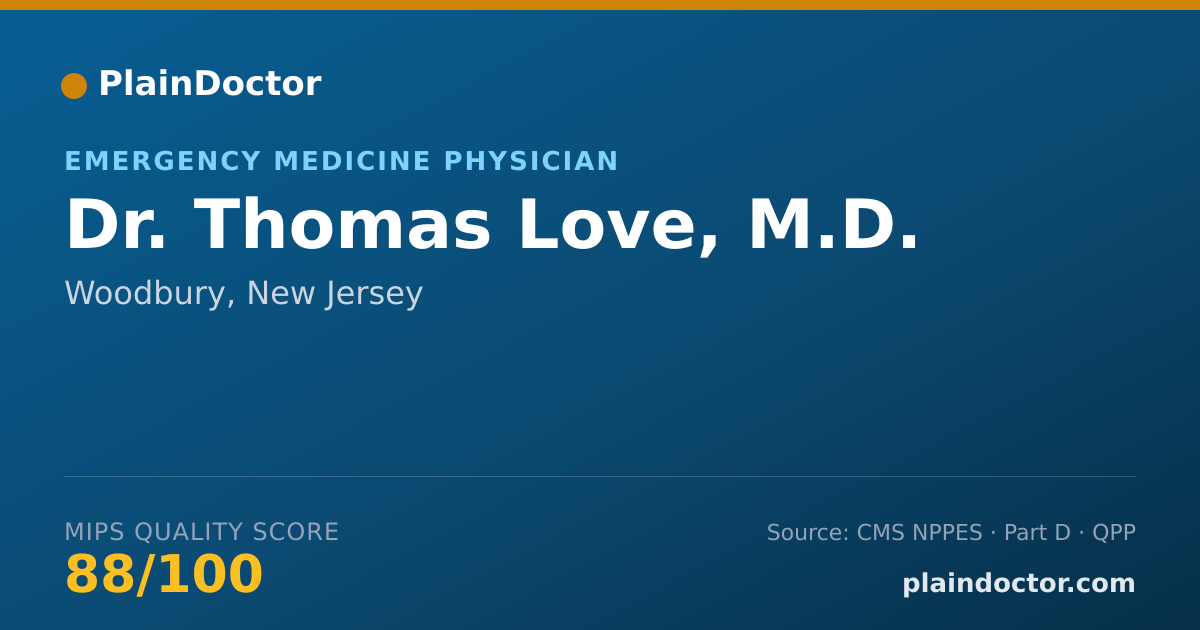 Shareable card for Thomas Love, M.D. - Emergency Medicine Physician, Woodbury, NJ