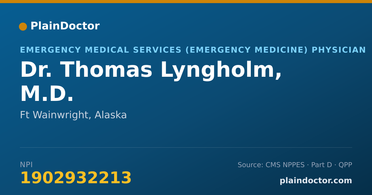 Shareable card for Thomas Lyngholm, M.D. - Emergency Medical Services (Emergency Medicine) Physician, Ft Wainwright, AK