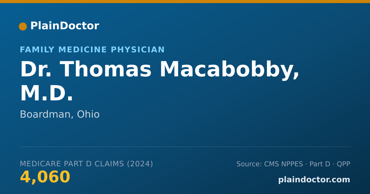 Shareable card for Thomas Macabobby, M.D. - Family Medicine Physician, Boardman, OH