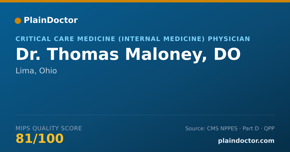 Shareable card for Thomas Maloney, DO - Critical Care Medicine (Internal Medicine) Physician, Lima, OH