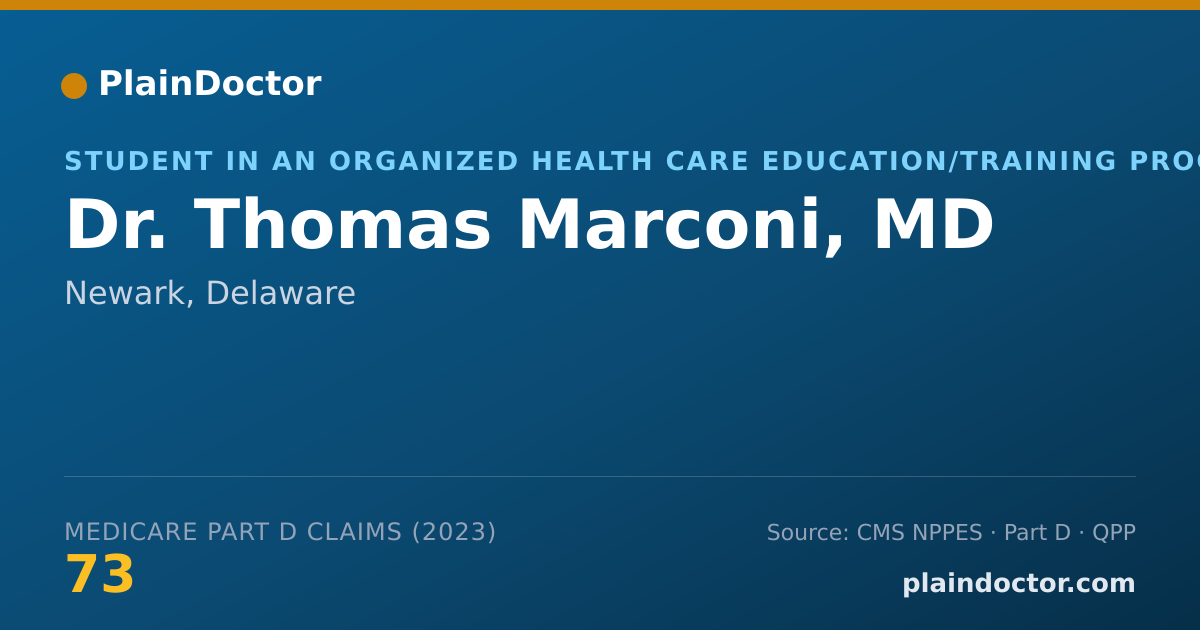 Shareable card for Thomas Marconi, MD - Student in an Organized Health Care Education/Training Program, Newark, DE