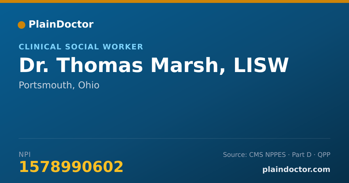 Shareable card for Thomas Marsh, LISW - Clinical Social Worker, Portsmouth, OH
