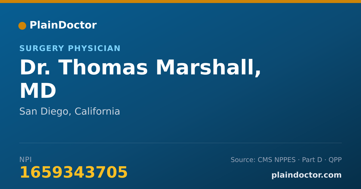 Shareable card for Thomas Marshall, MD - Surgery Physician, San Diego, CA