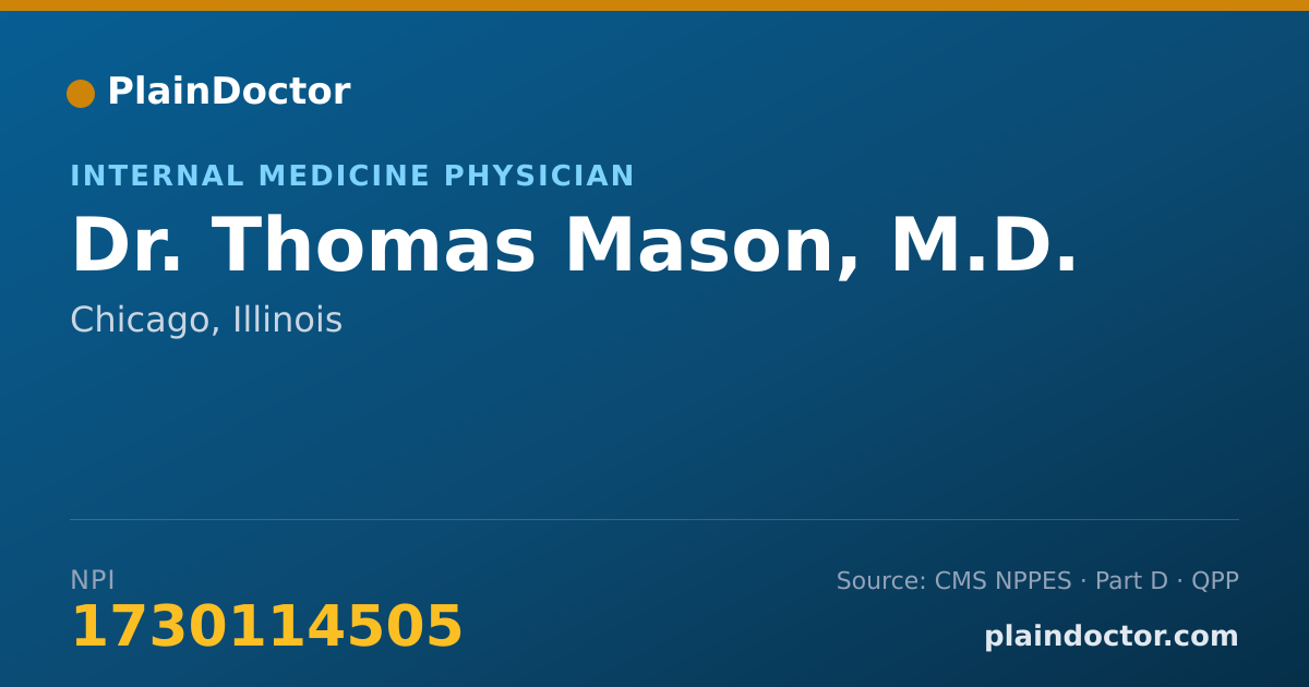 Shareable card for Thomas Mason, M.D. - Internal Medicine Physician, Chicago, IL