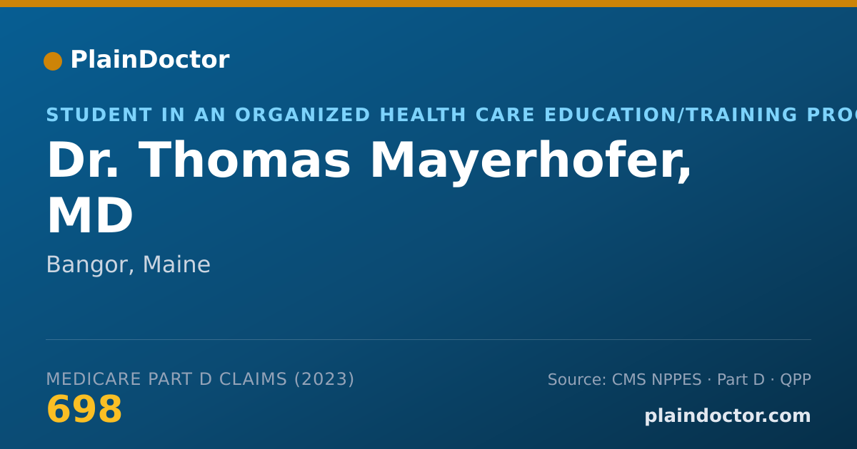 Shareable card for Thomas Mayerhofer, MD - Student in an Organized Health Care Education/Training Program, Bangor, ME