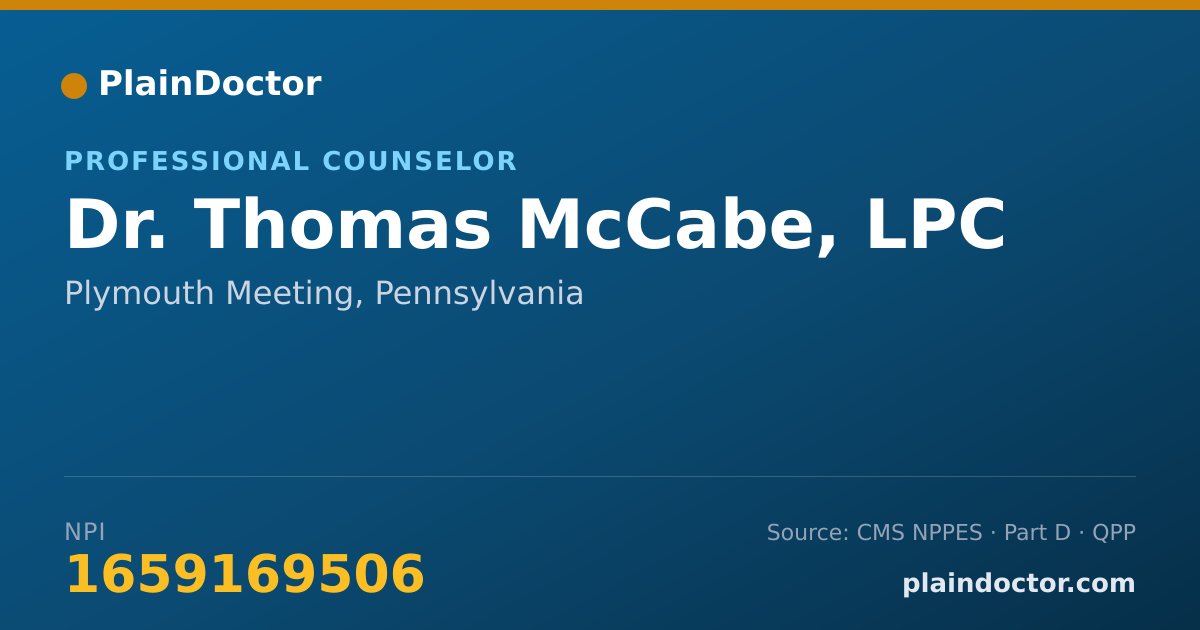 Shareable card for Thomas McCabe, LPC - Professional Counselor, Plymouth Meeting, PA