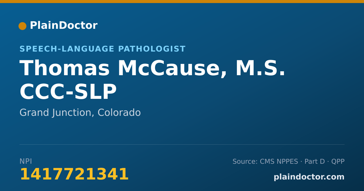 Shareable card for Thomas McCause, M.S. CCC-SLP - Speech-Language Pathologist, Grand Junction, CO