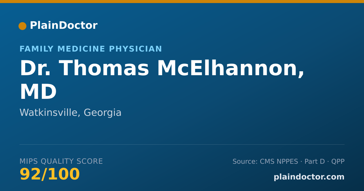 Shareable card for Thomas McElhannon, MD - Family Medicine Physician, Watkinsville, GA