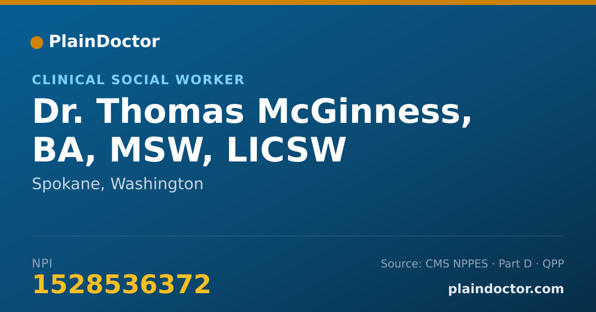 Shareable card for Thomas McGinness, BA, MSW, LICSW - Clinical Social Worker, Spokane, WA