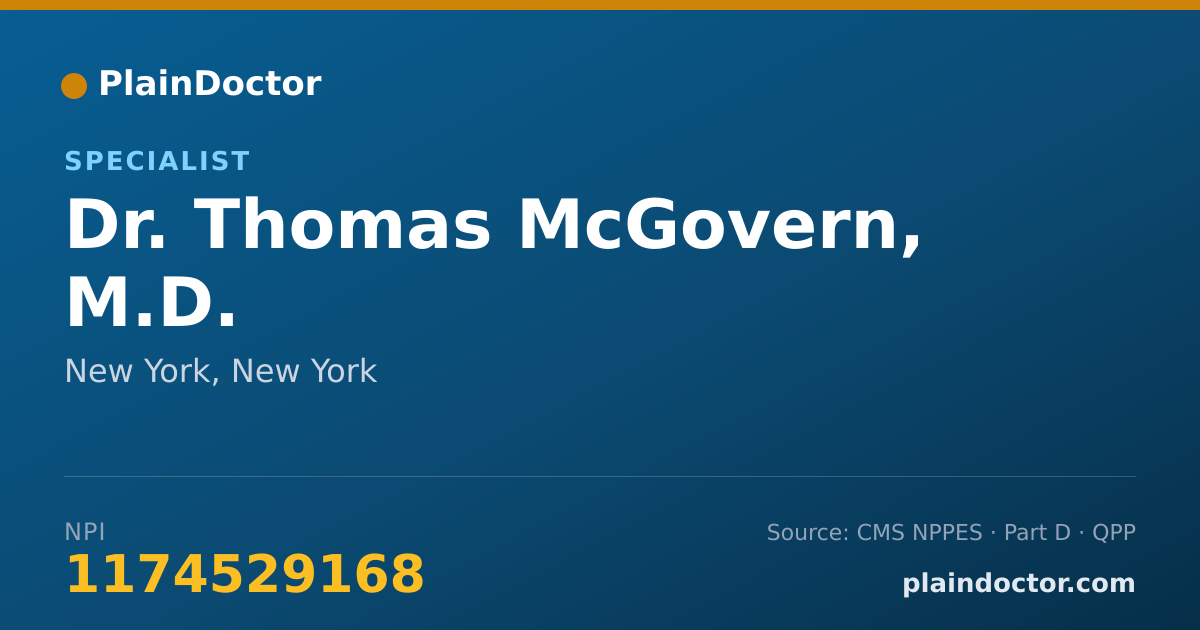 Shareable card for Thomas McGovern, M.D. - Specialist, New York, NY
