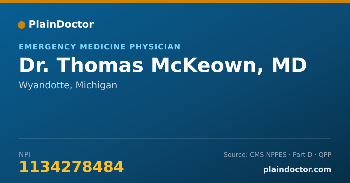 Shareable card for Thomas McKeown, MD - Emergency Medicine Physician, Wyandotte, MI