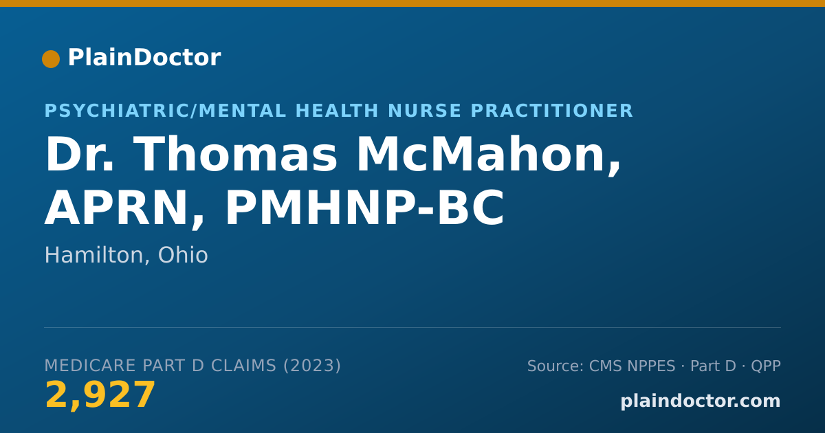 Shareable card for Thomas McMahon, APRN, PMHNP-BC - Psychiatric/Mental Health Nurse Practitioner, Hamilton, OH