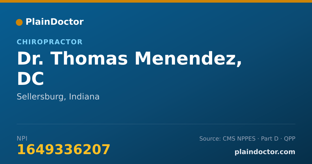 Shareable card for Thomas Menendez, DC - Chiropractor, Sellersburg, IN