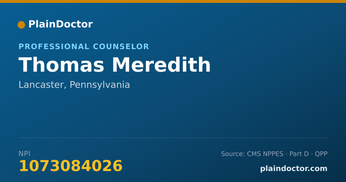 Shareable card for Thomas Meredith - Professional Counselor, Lancaster, PA