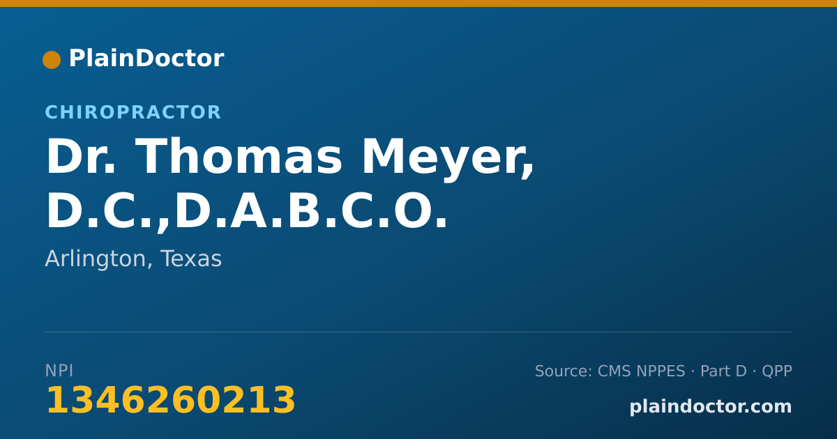 Shareable card for Thomas Meyer, D.C.,D.A.B.C.O. - Chiropractor, Arlington, TX