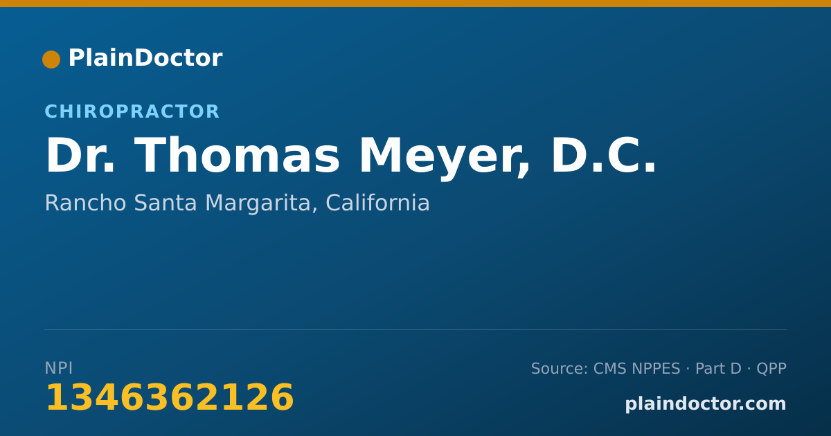 Shareable card for Thomas Meyer, D.C. - Chiropractor, Rancho Santa Margarita, CA