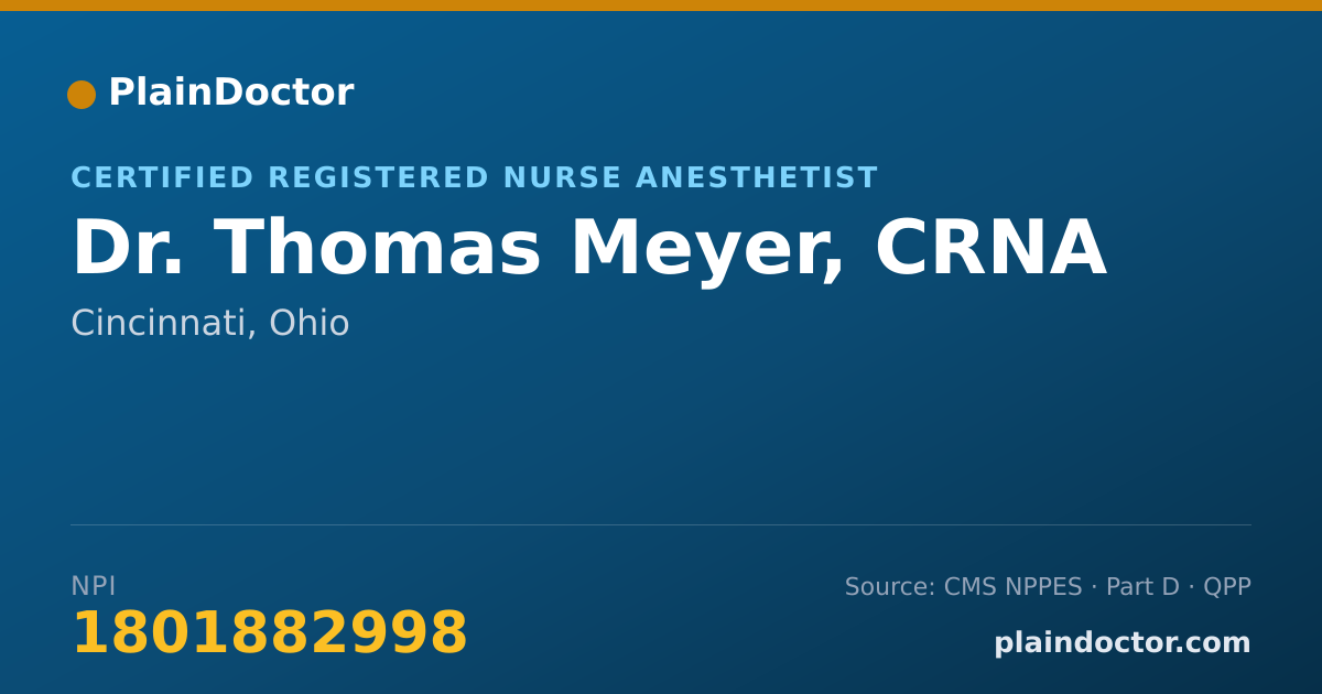 Shareable card for Thomas Meyer, CRNA - Certified Registered Nurse Anesthetist, Cincinnati, OH