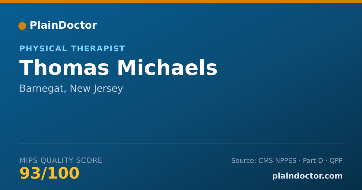 Shareable card for Thomas Michaels - Physical Therapist, Barnegat, NJ