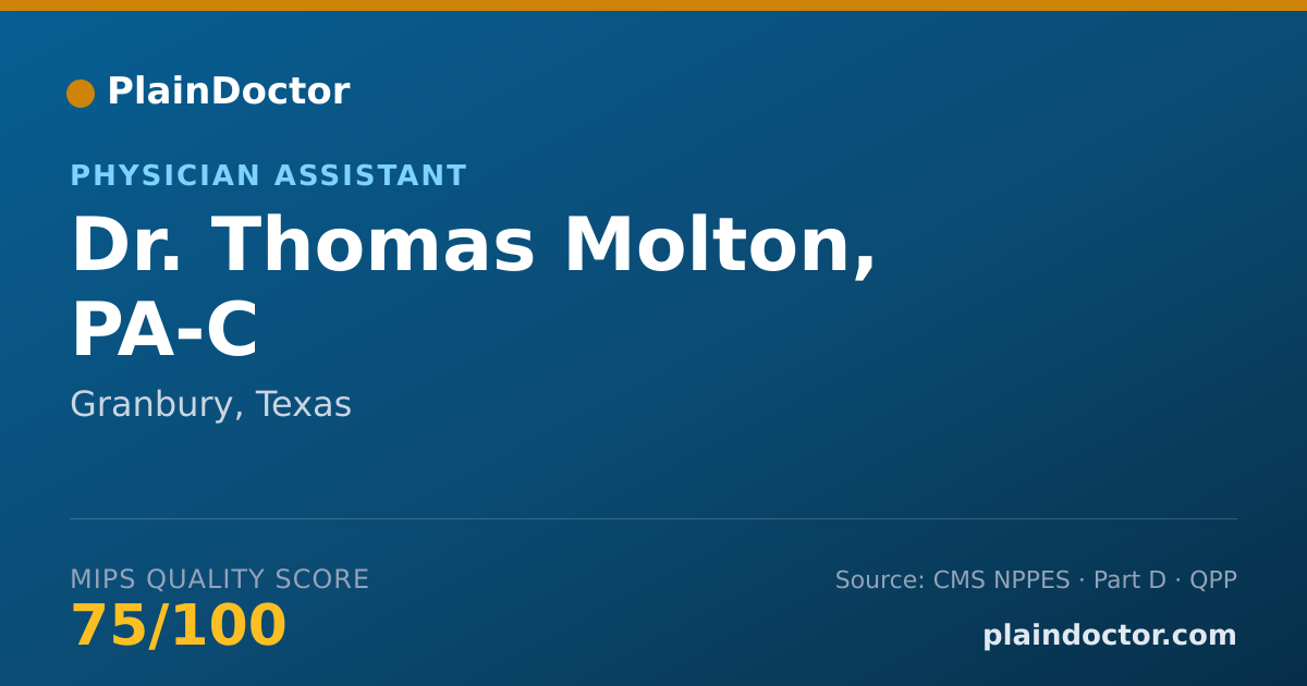 Shareable card for Thomas Molton, PA-C - Physician Assistant, Granbury, TX