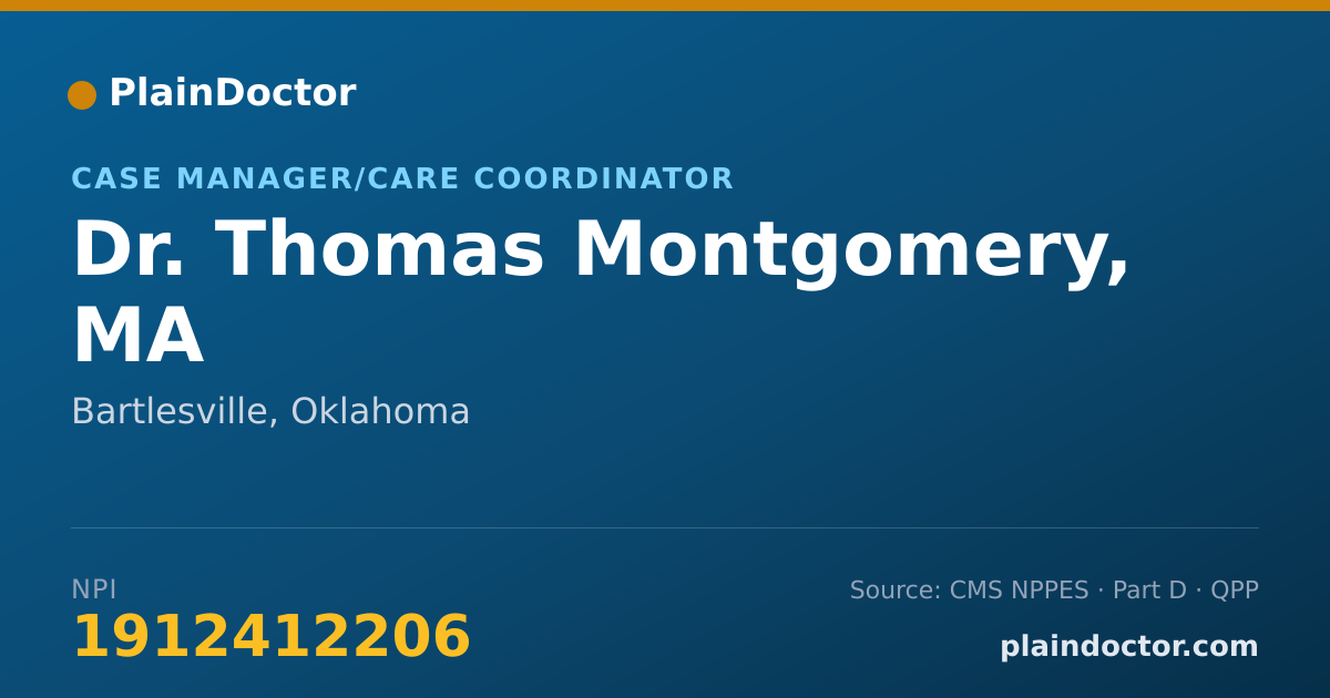 Shareable card for Thomas Montgomery, MA - Case Manager/Care Coordinator, Bartlesville, OK
