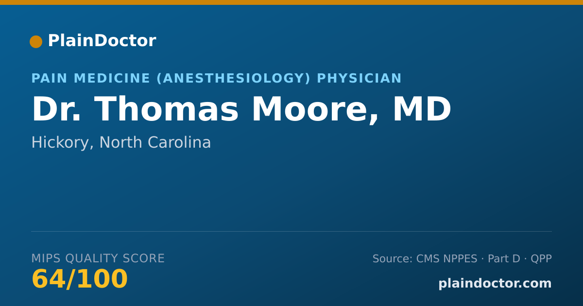 Shareable card for Thomas Moore, MD - Pain Medicine (Anesthesiology) Physician, Hickory, NC