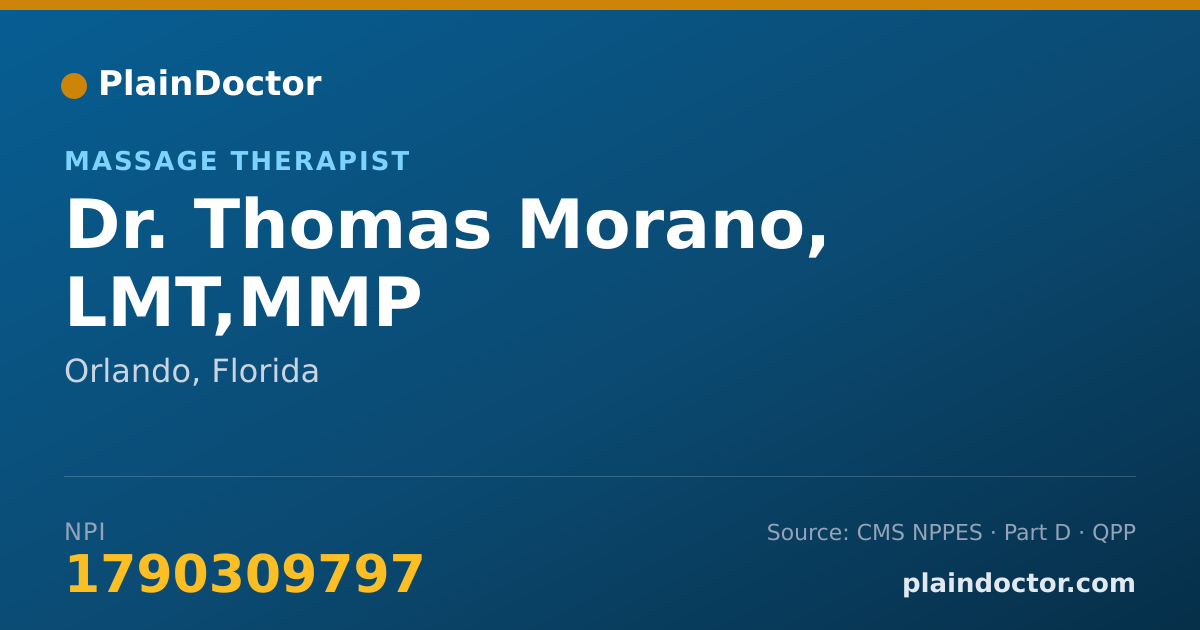 Shareable card for Thomas Morano, LMT,MMP - Massage Therapist, Orlando, FL