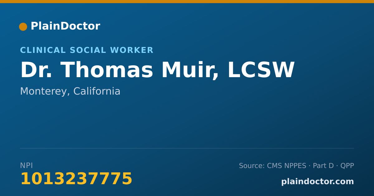 Shareable card for Thomas Muir, LCSW - Clinical Social Worker, Monterey, CA