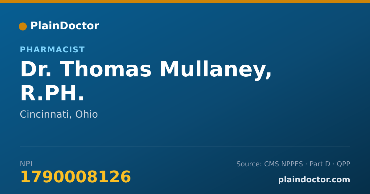 Shareable card for Thomas Mullaney, R.PH. - Pharmacist, Cincinnati, OH