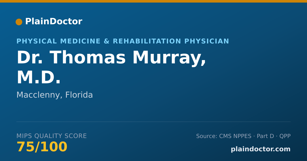 Shareable card for Thomas Murray, M.D. - Physical Medicine & Rehabilitation Physician, Macclenny, FL
