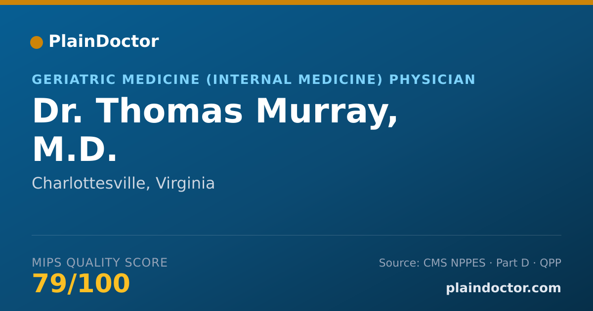 Shareable card for Thomas Murray, M.D. - Geriatric Medicine (Internal Medicine) Physician, Charlottesville, VA