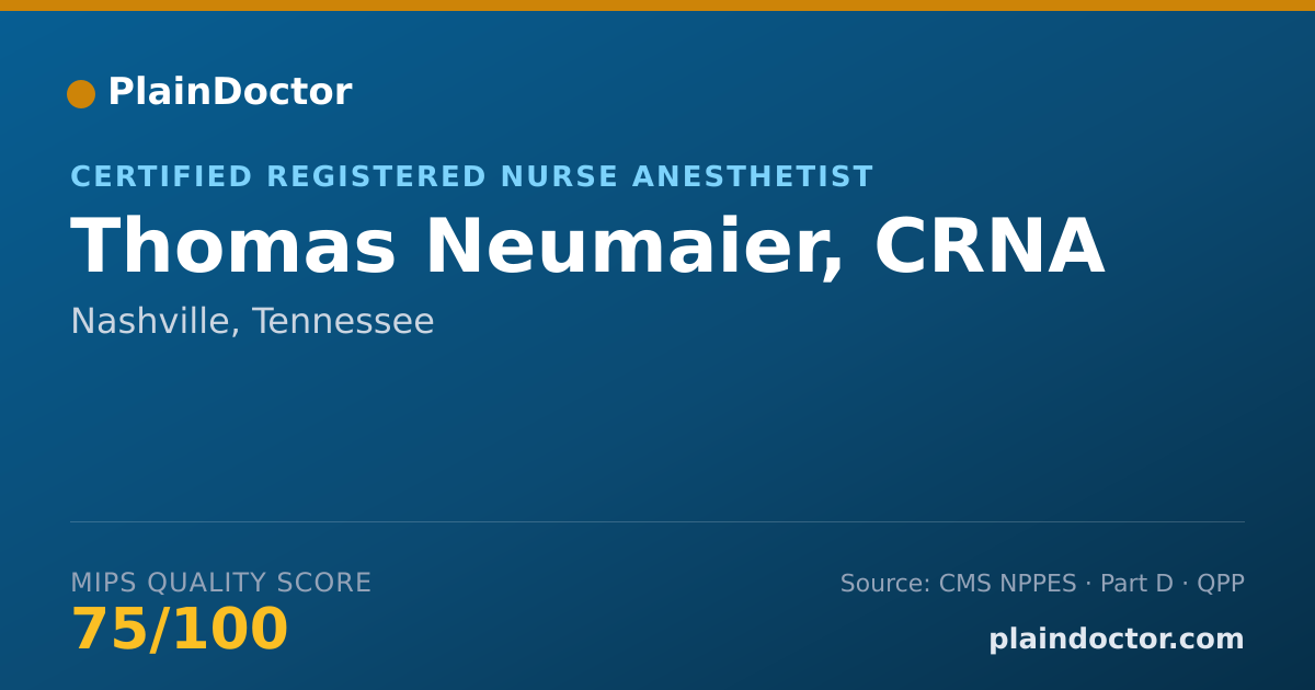 Shareable card for Thomas Neumaier, CRNA - Certified Registered Nurse Anesthetist, Nashville, TN