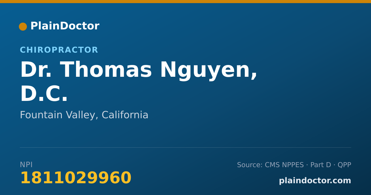 Shareable card for Thomas Nguyen, D.C. - Chiropractor, Fountain Valley, CA