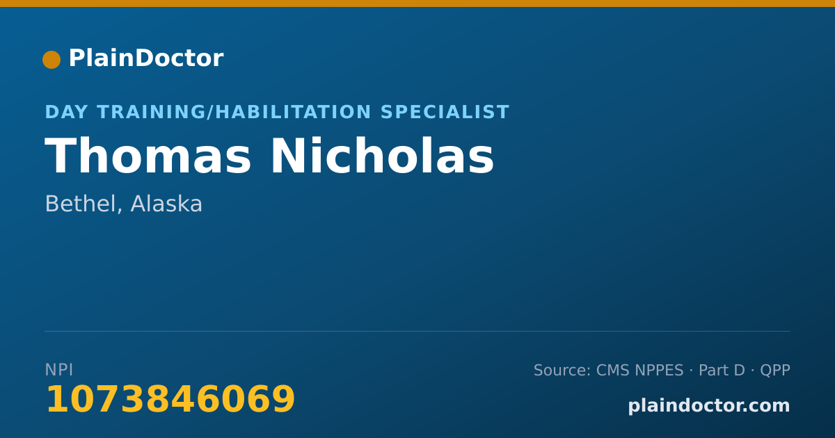 Shareable card for Thomas Nicholas - Day Training/Habilitation Specialist, Bethel, AK