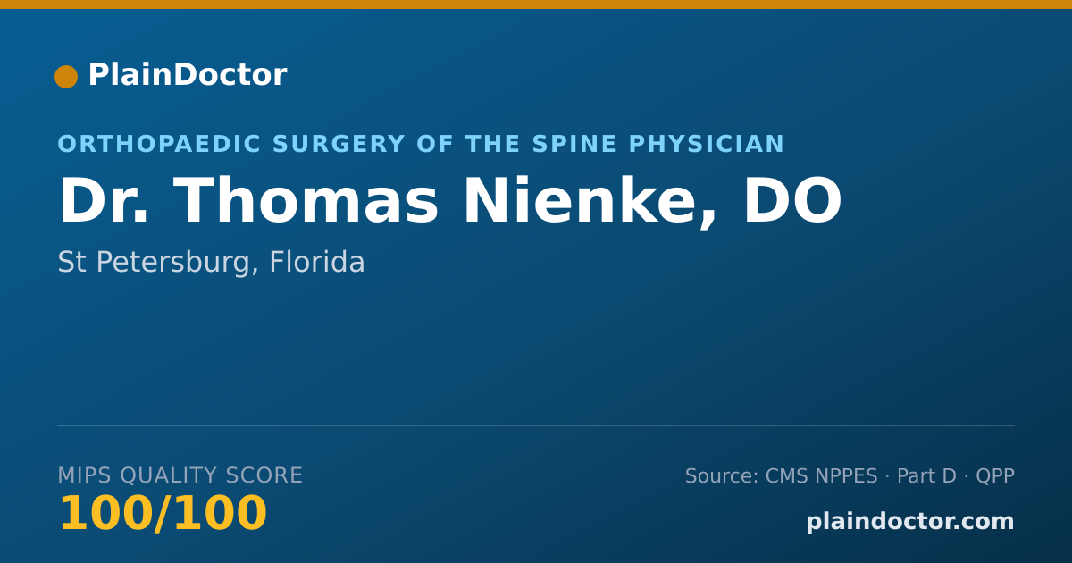 Shareable card for Thomas Nienke, DO - Orthopaedic Surgery of the Spine Physician, St Petersburg, FL