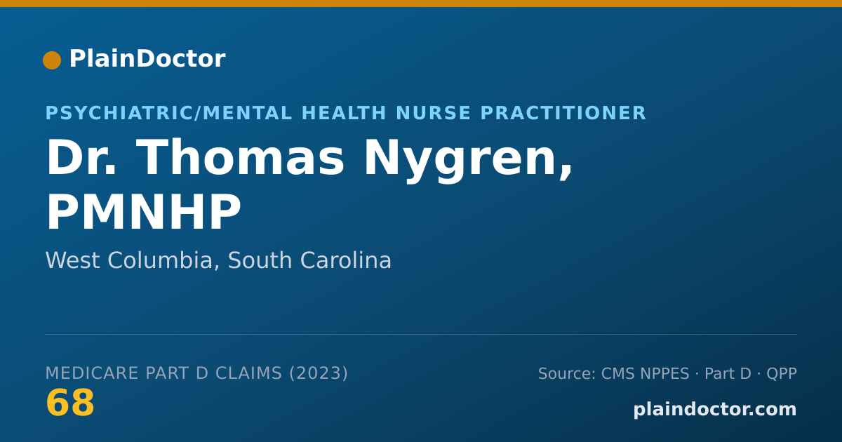 Shareable card for Thomas Nygren, PMNHP - Psychiatric/Mental Health Nurse Practitioner, West Columbia, SC