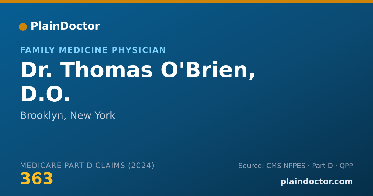 Shareable card for Thomas O'Brien, D.O. - Family Medicine Physician, Brooklyn, NY