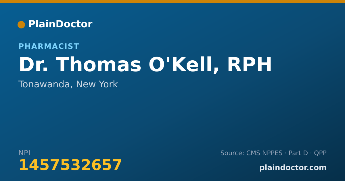 Shareable card for Thomas O'Kell, RPH - Pharmacist, Tonawanda, NY