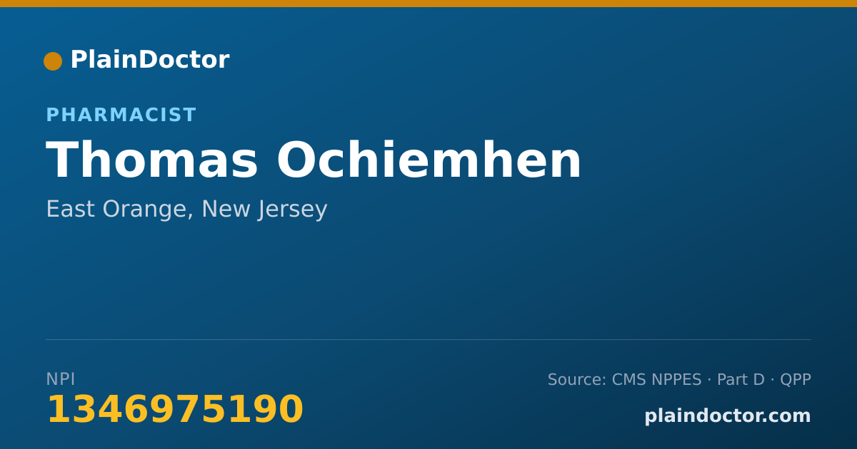 Shareable card for Thomas Ochiemhen - Pharmacist, East Orange, NJ