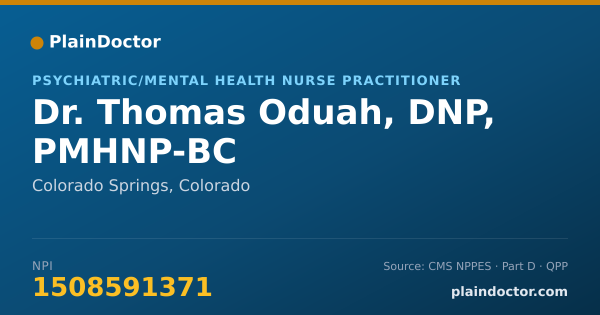 Shareable card for Thomas Oduah, DNP, PMHNP-BC - Psychiatric/Mental Health Nurse Practitioner, Colorado Springs, CO