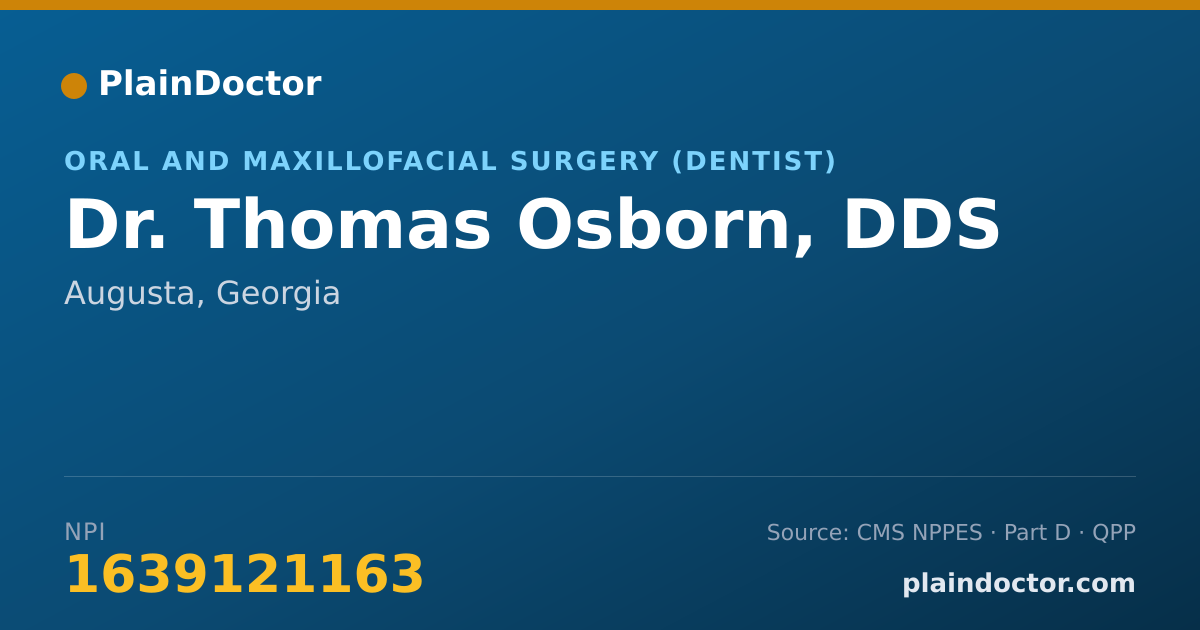 Shareable card for Thomas Osborn, DDS - Oral and Maxillofacial Surgery (Dentist), Augusta, GA