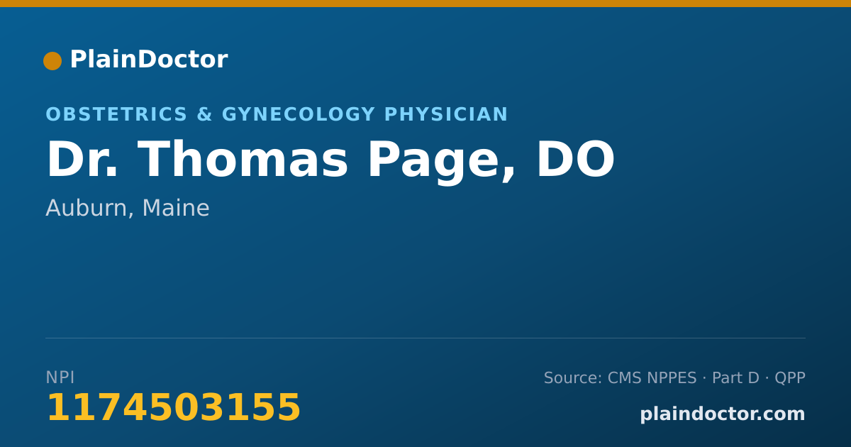 Shareable card for Thomas Page, DO - Obstetrics & Gynecology Physician, Auburn, ME