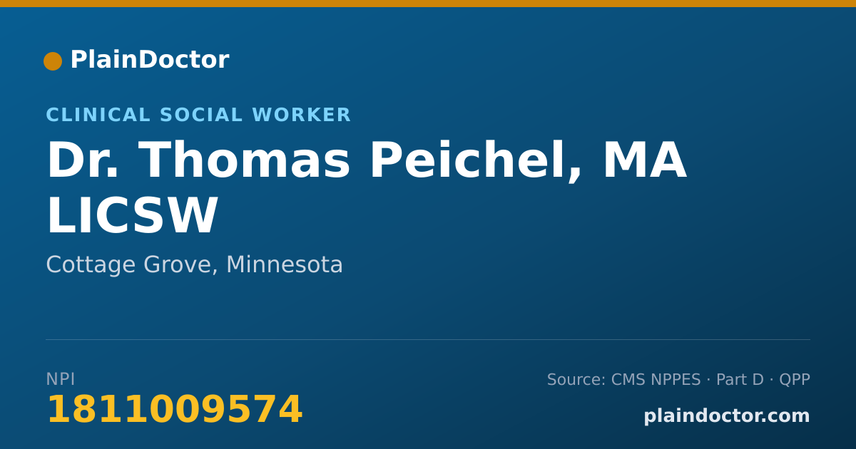 Shareable card for Thomas Peichel, MA LICSW - Clinical Social Worker, Cottage Grove, MN