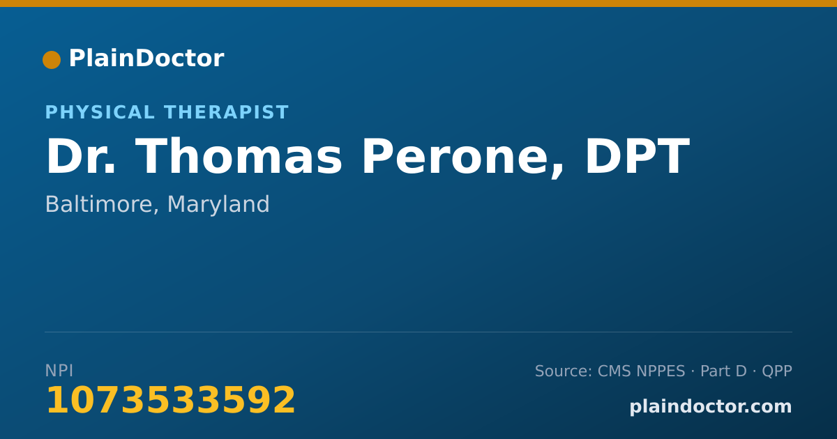 Shareable card for Thomas Perone, DPT - Physical Therapist, Baltimore, MD