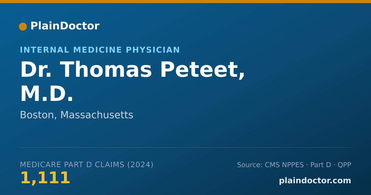 Shareable card for Thomas Peteet, M.D. - Internal Medicine Physician, Boston, MA