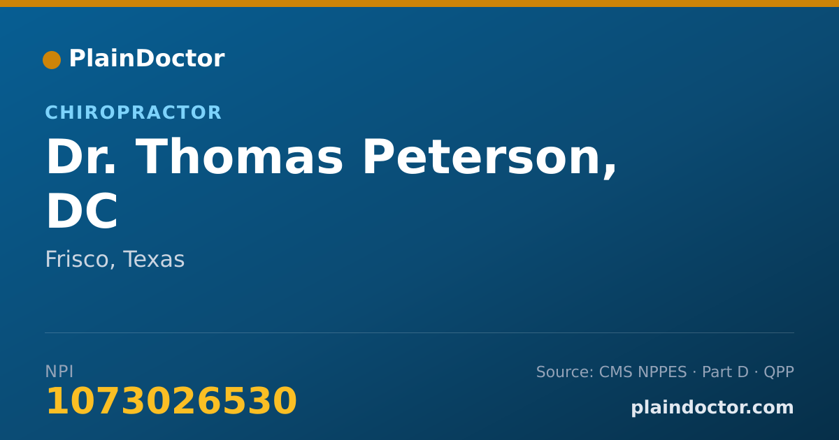 Shareable card for Thomas Peterson, DC - Chiropractor, Frisco, TX