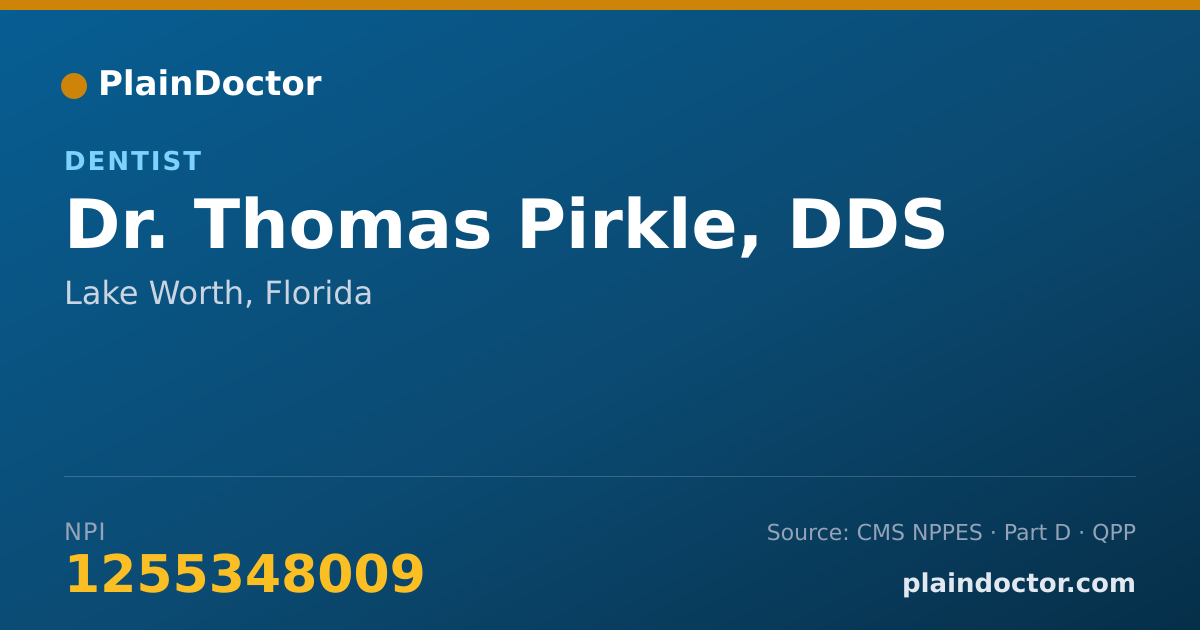 Shareable card for Thomas Pirkle, DDS - Dentist, Lake Worth, FL