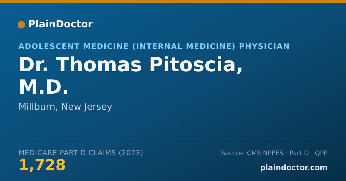 Shareable card for Thomas Pitoscia, M.D. - Adolescent Medicine (Internal Medicine) Physician, Millburn, NJ