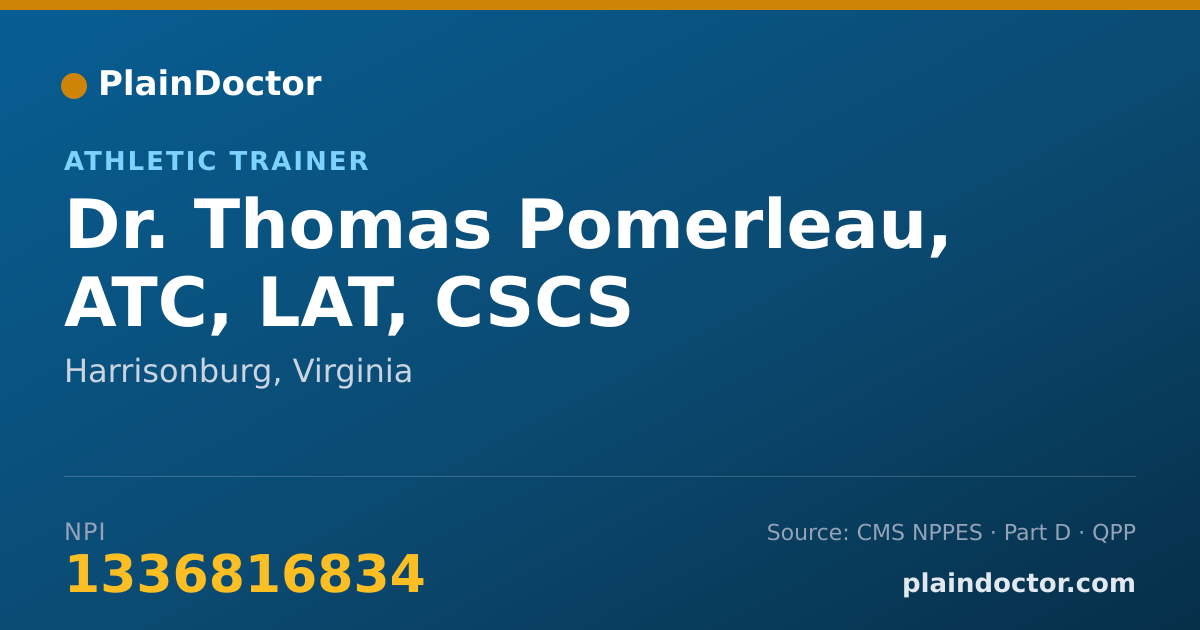 Shareable card for Thomas Pomerleau, ATC, LAT, CSCS - Athletic Trainer, Harrisonburg, VA