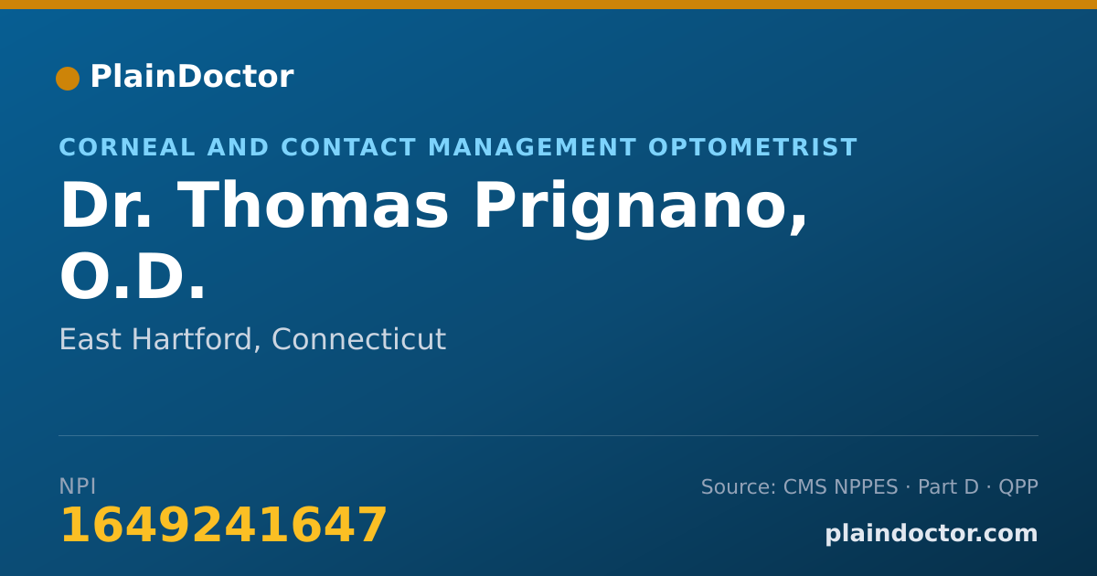 Shareable card for Thomas Prignano, O.D. - Corneal and Contact Management Optometrist, East Hartford, CT